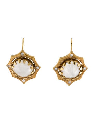 Suneera Drop 18K Moonstone Labradorite & Diamond Earrings