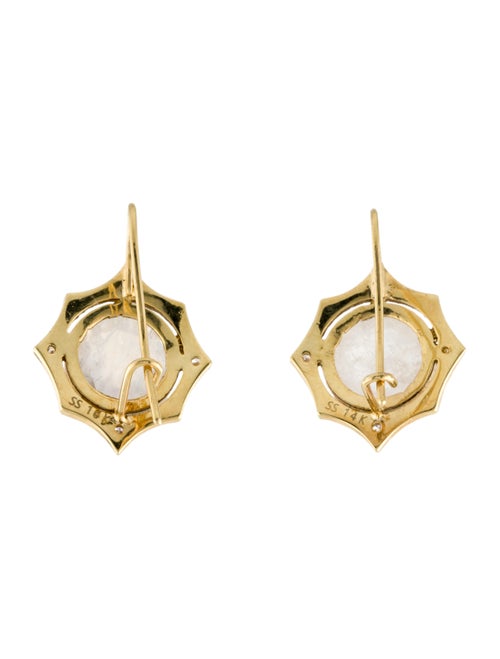 Suneera 18K Moonstone Labradorite & Diamond Drop Earrings