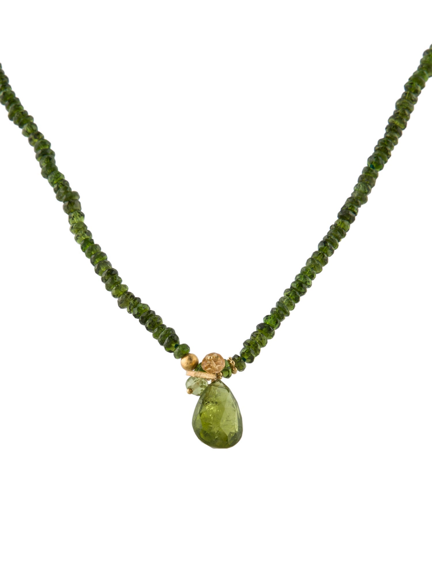 Suneera 18K Diopside, Peridot & Citrine Beaded Pendant Necklace