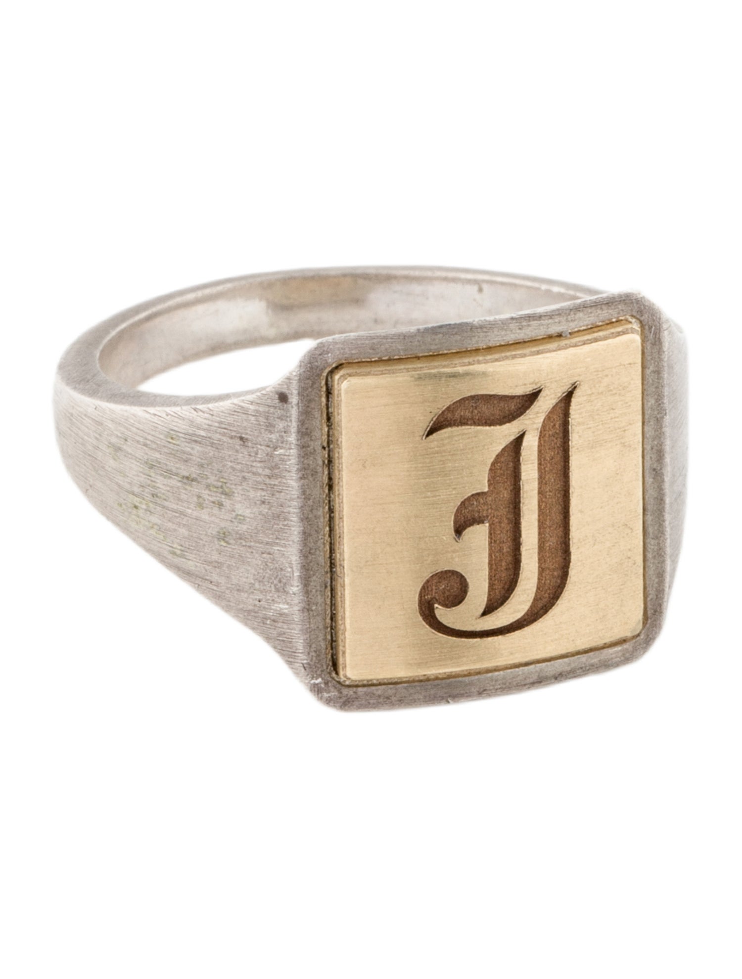 Suneera Vintage Two-Tone Letter 'J' Signet Ring