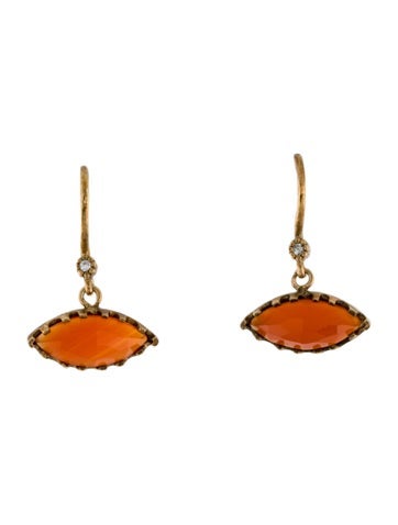 Suneera Drop Carnelian & Diamond Earrings