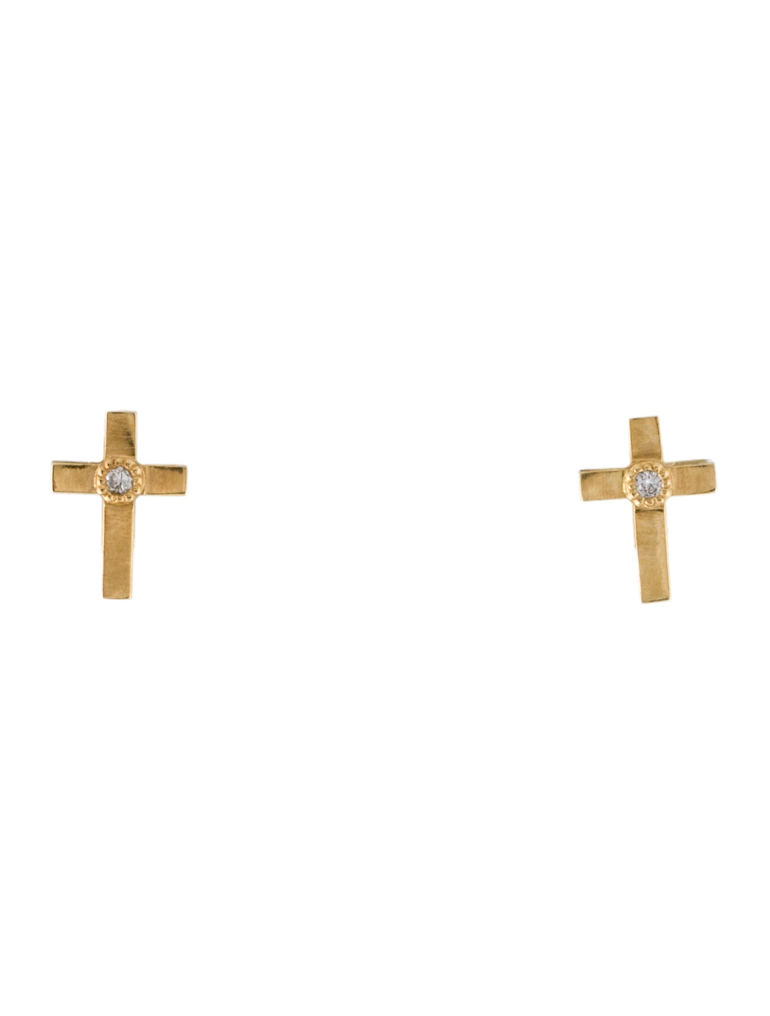Suneera 14K Diamond Cross Stud Earrings