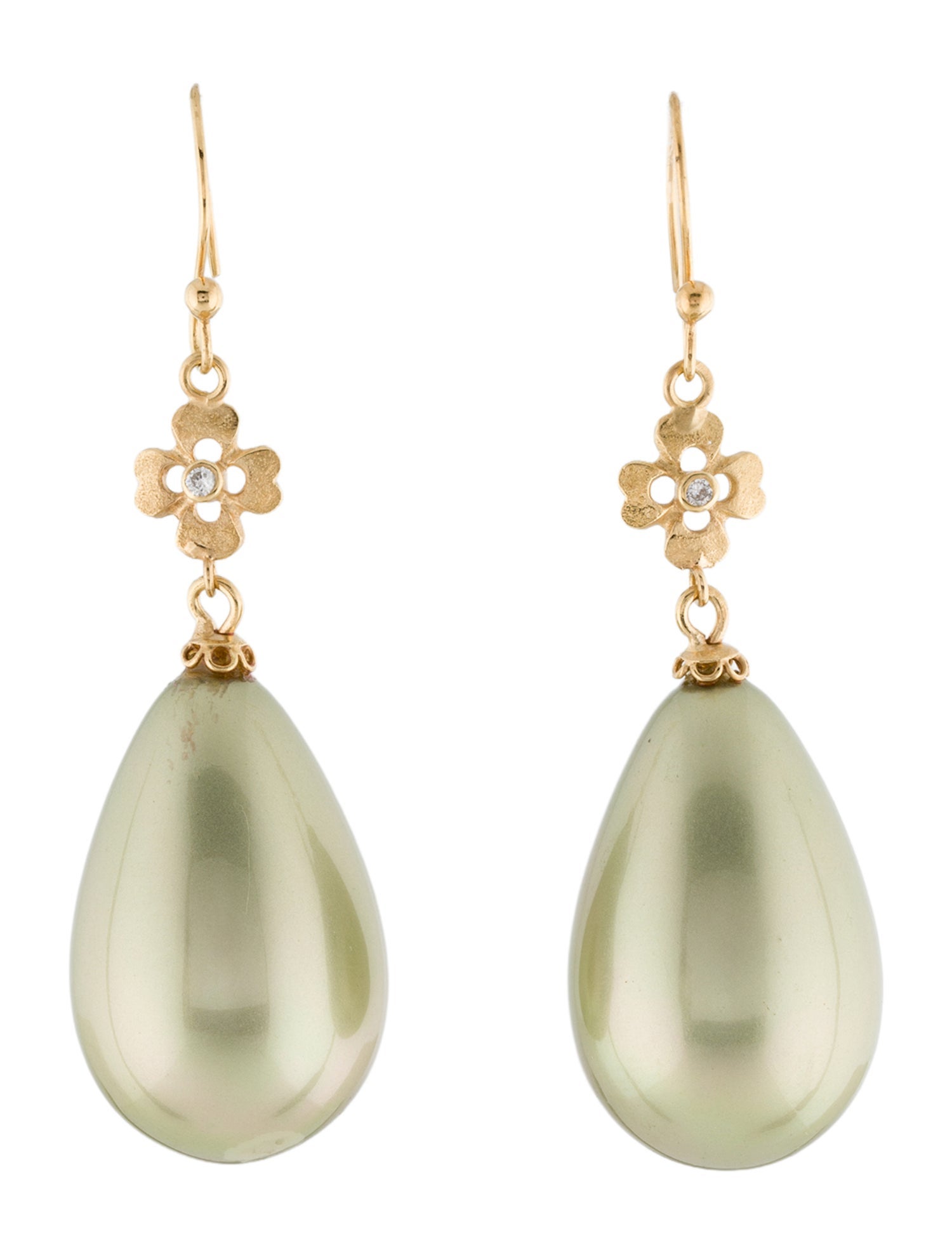 Suneera 18K Faux Pearl & Diamond Drop Earrings