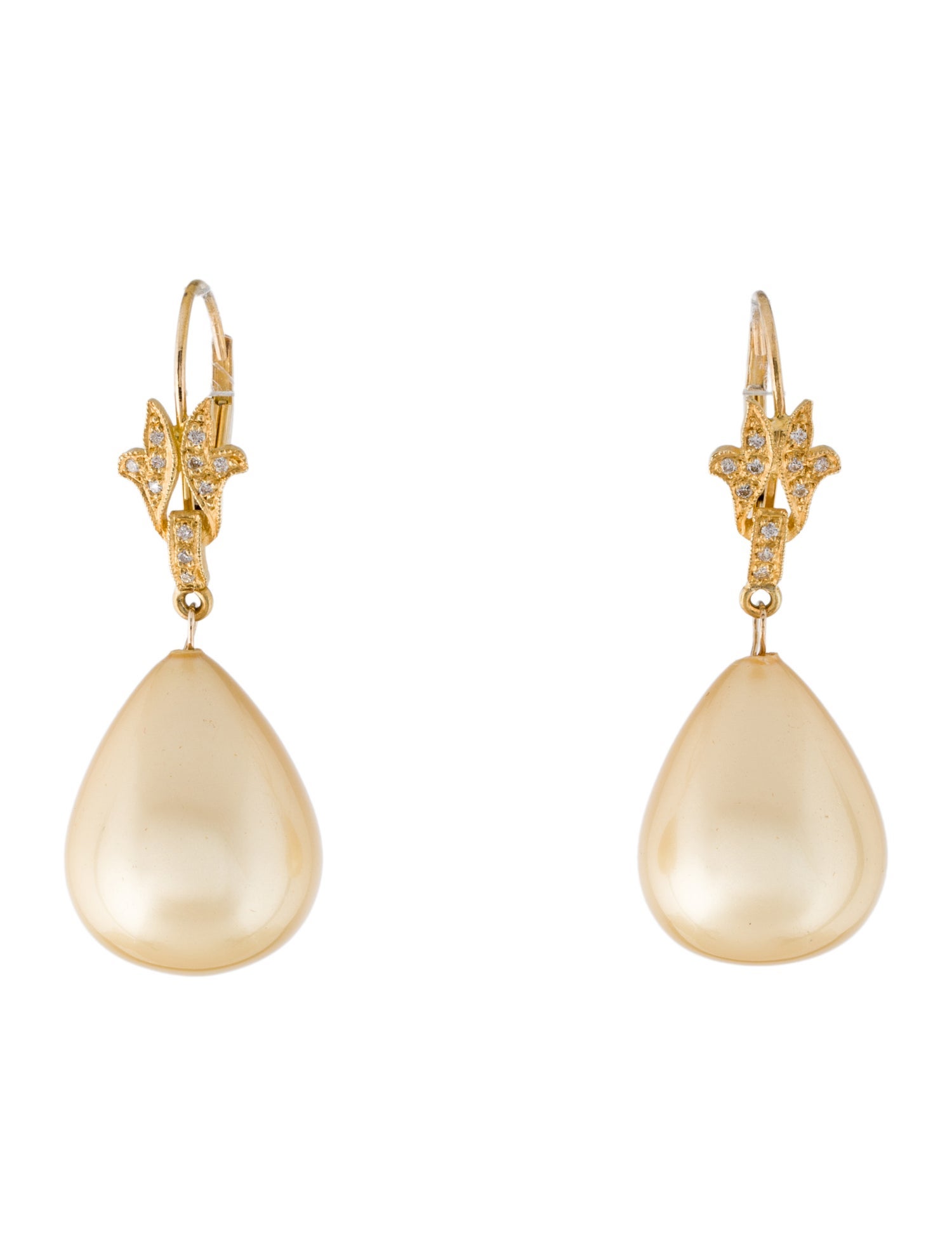 Suneera 18K Faux Pearl & Diamond Drop Earrings