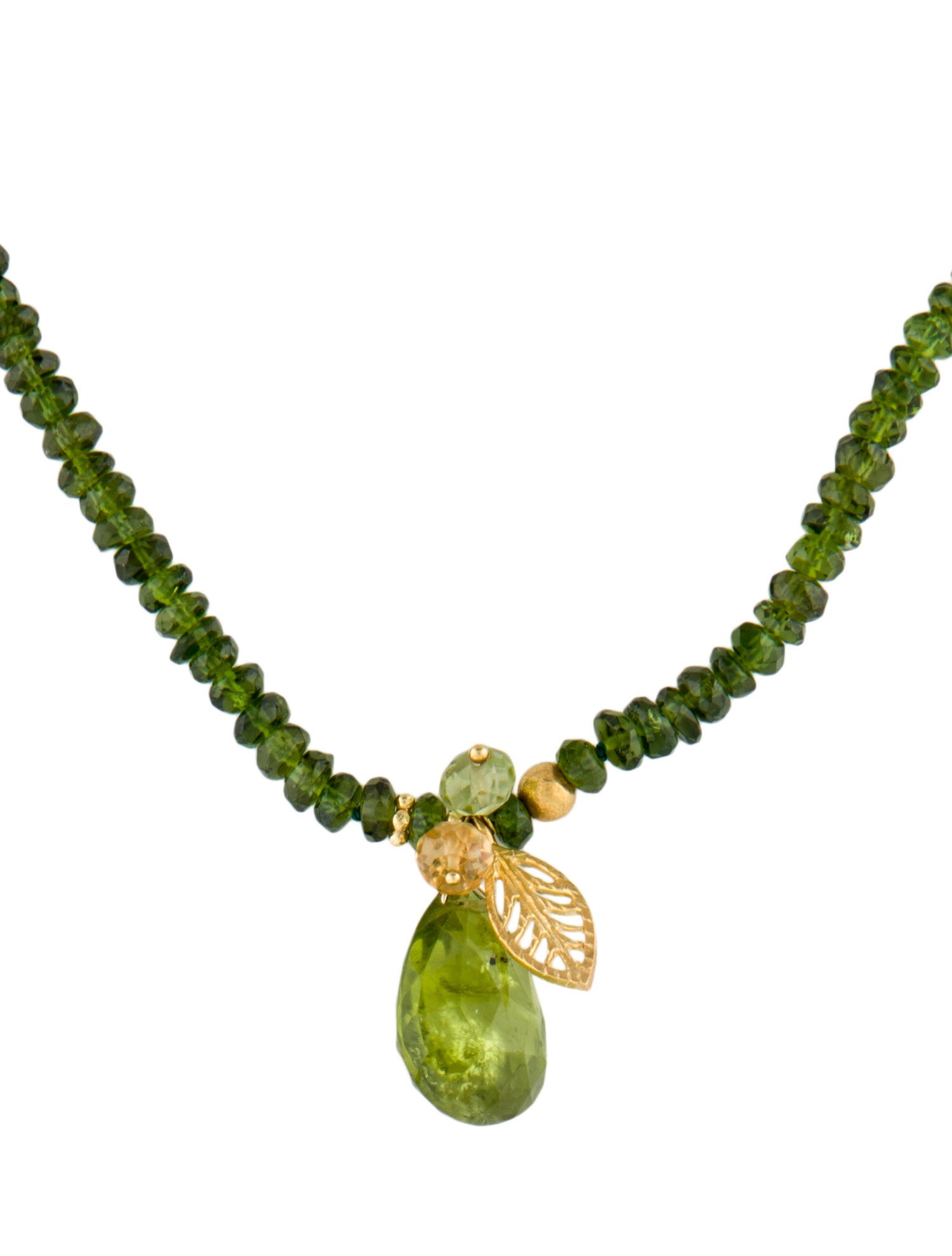 Suneera 18K Diopside, Peridot & Citrine Beaded Pendant Necklace