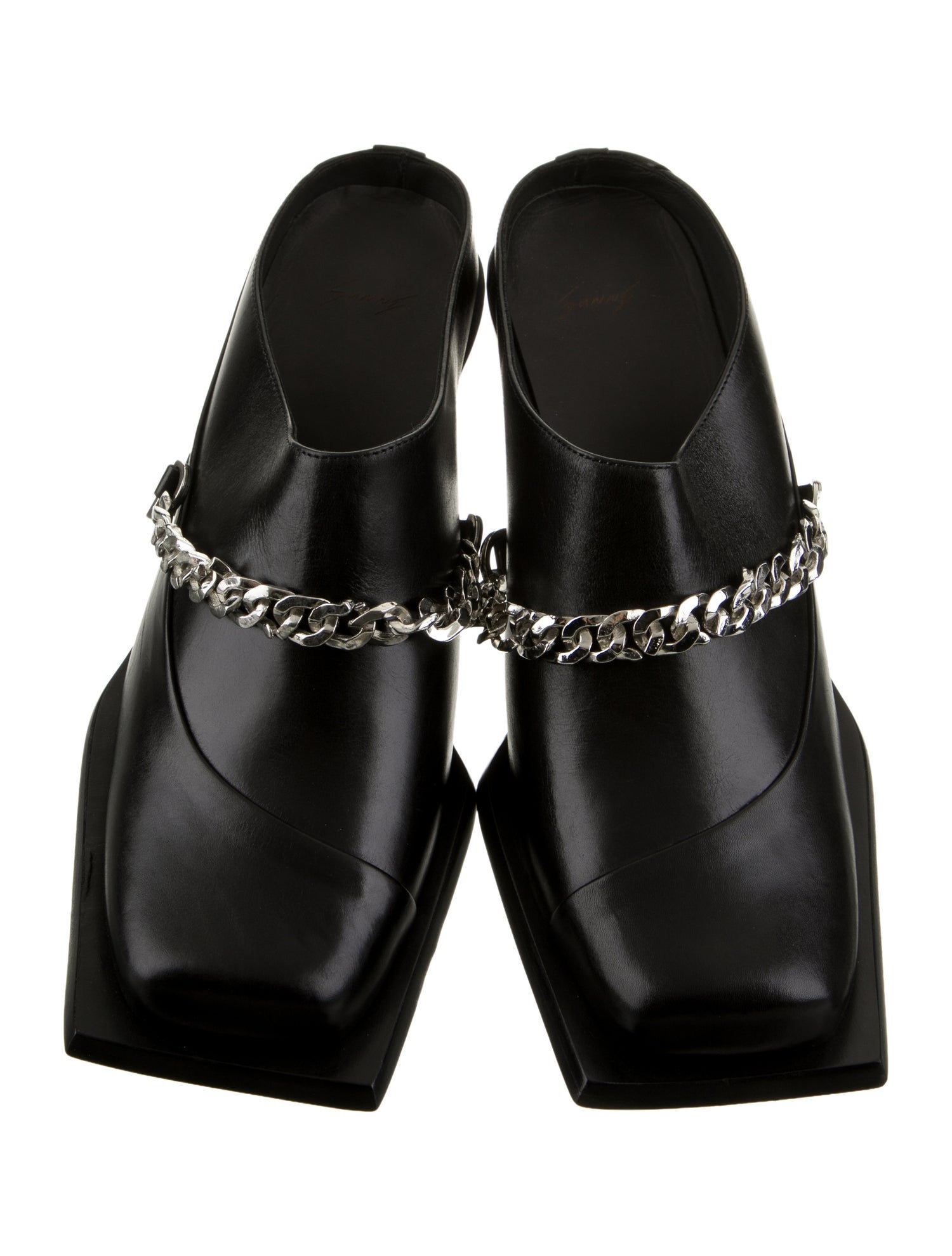Sunni Sunni Leather Chain-Link Accents Slippers