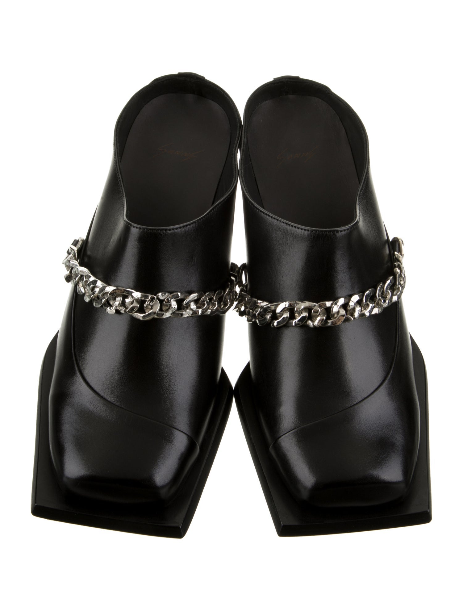 Sunni Sunni Leather Chain-Link Accents Slippers