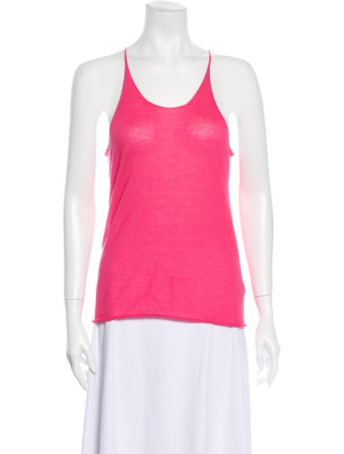 Superfine Cashmere Scoop Neck Top Pink