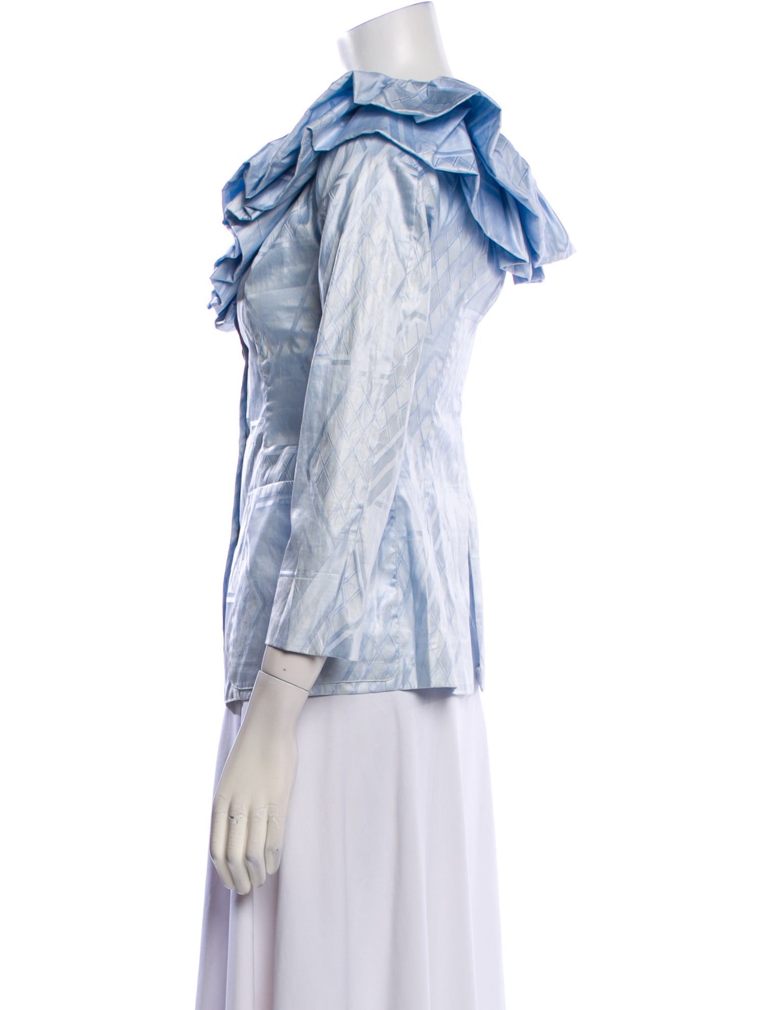 Super Yaya Scoop Neck Three-Quarter Sleeve Button-Up Top