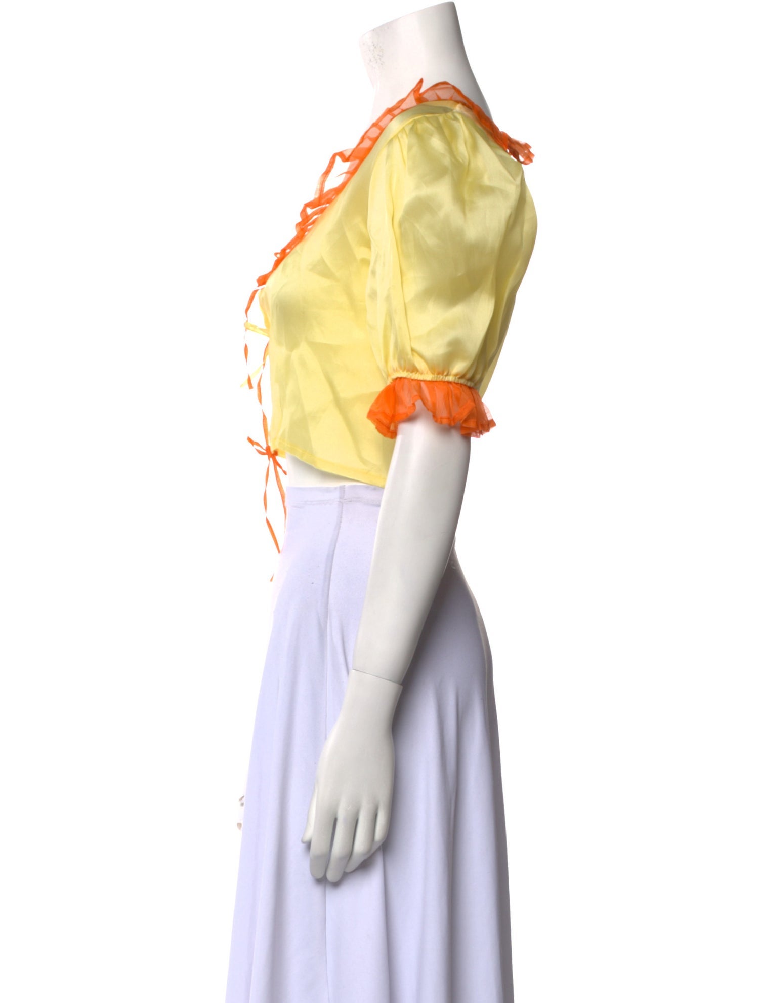 Susan Alexandra Silk Colorblock Pattern Crop Top