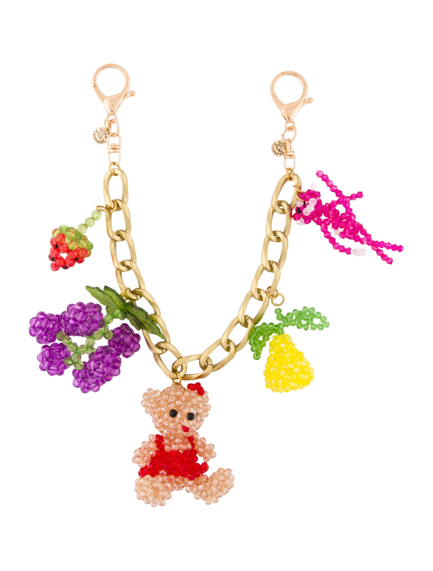 Susan Alexandra Metal and crystals bag charm chain.