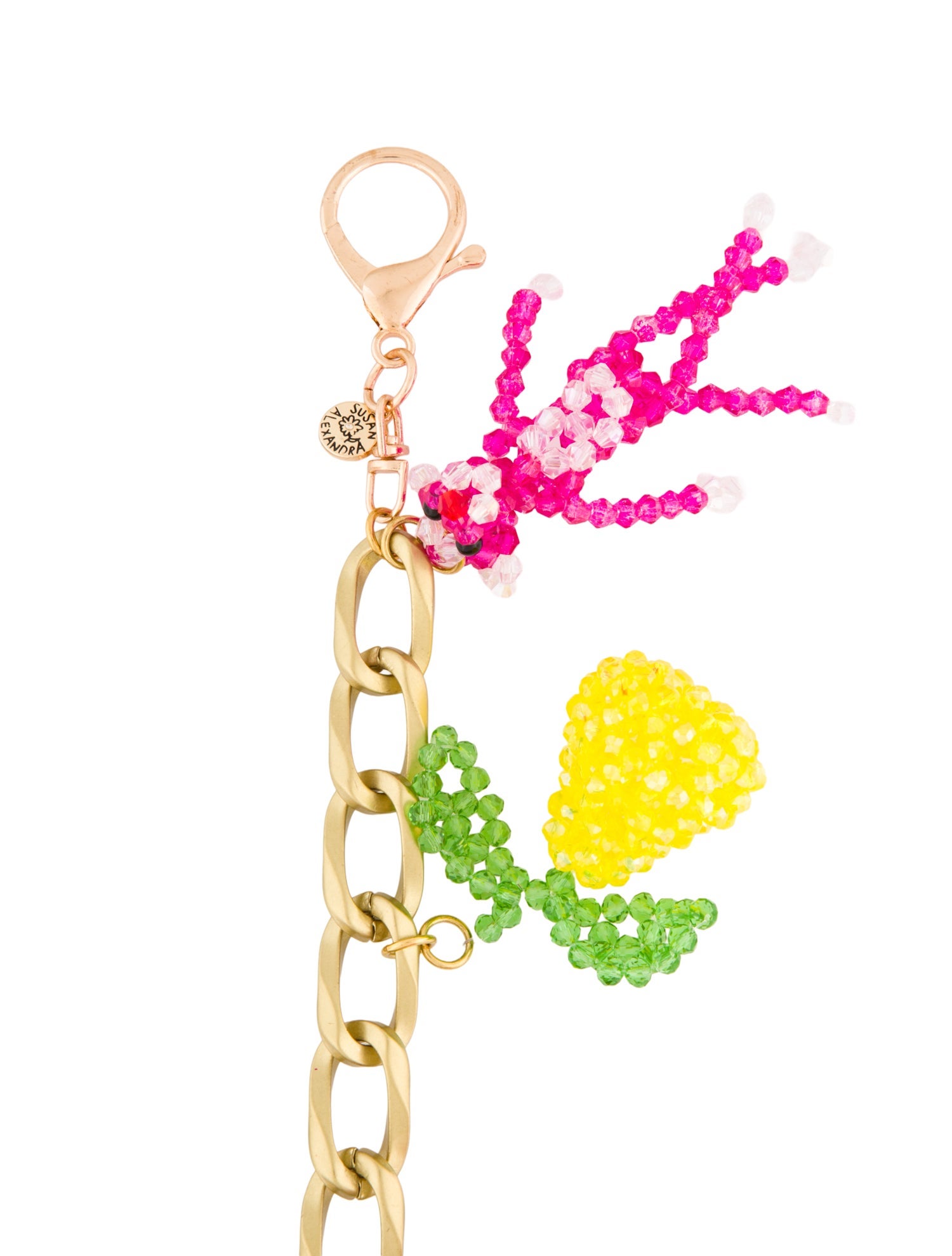 Susan Alexandra Metal and crystals bag charm chain.