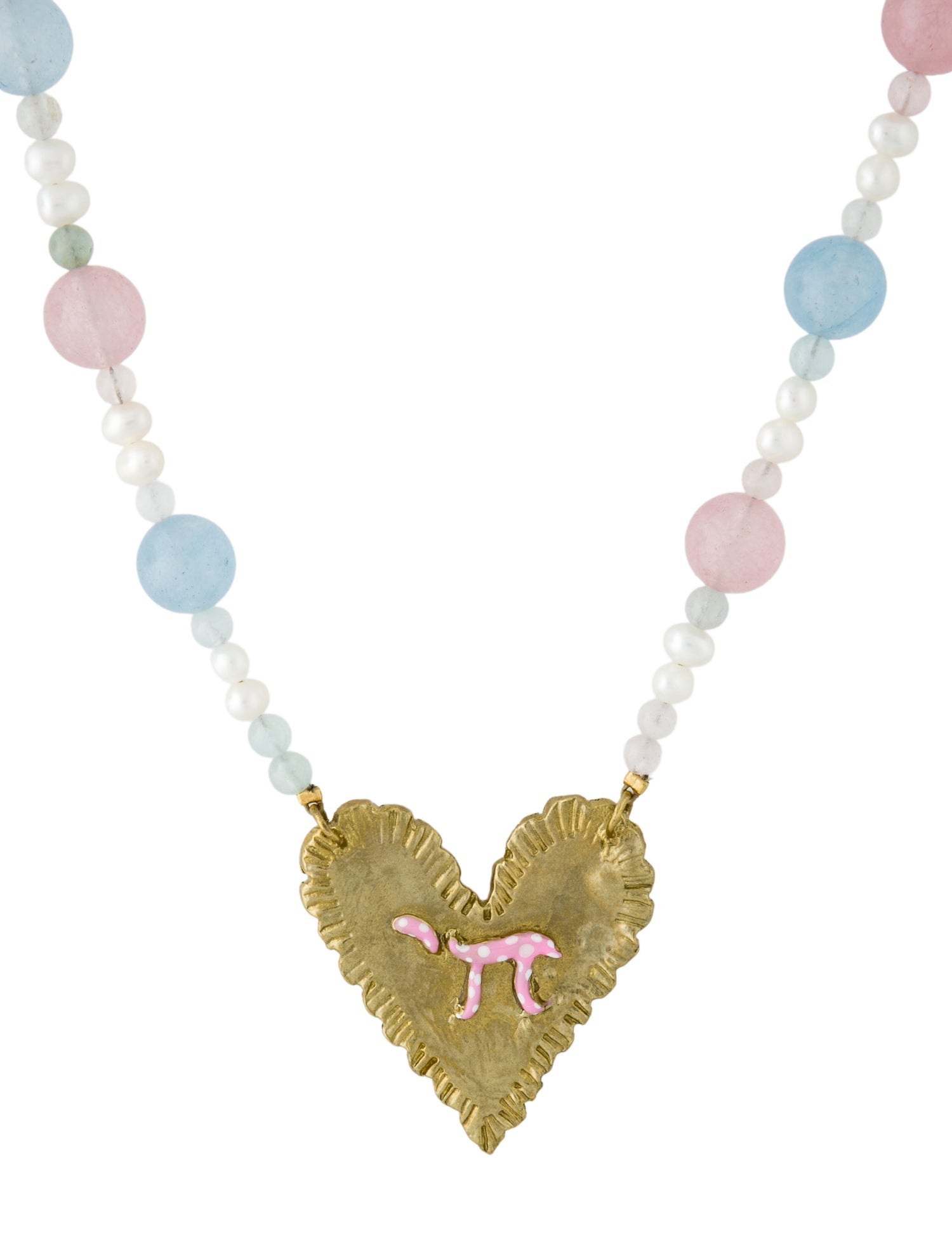 Susan Alexandra Faux Peal, Enamel, Crystal & Bead Necklace