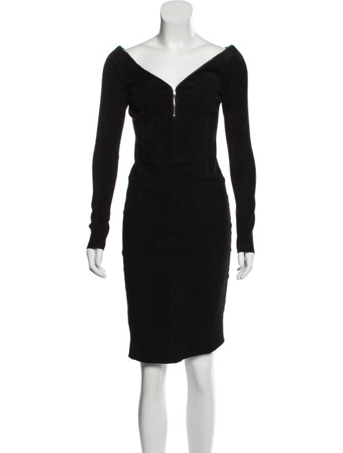 Susan Bender Suede Knee-Length Dress Black