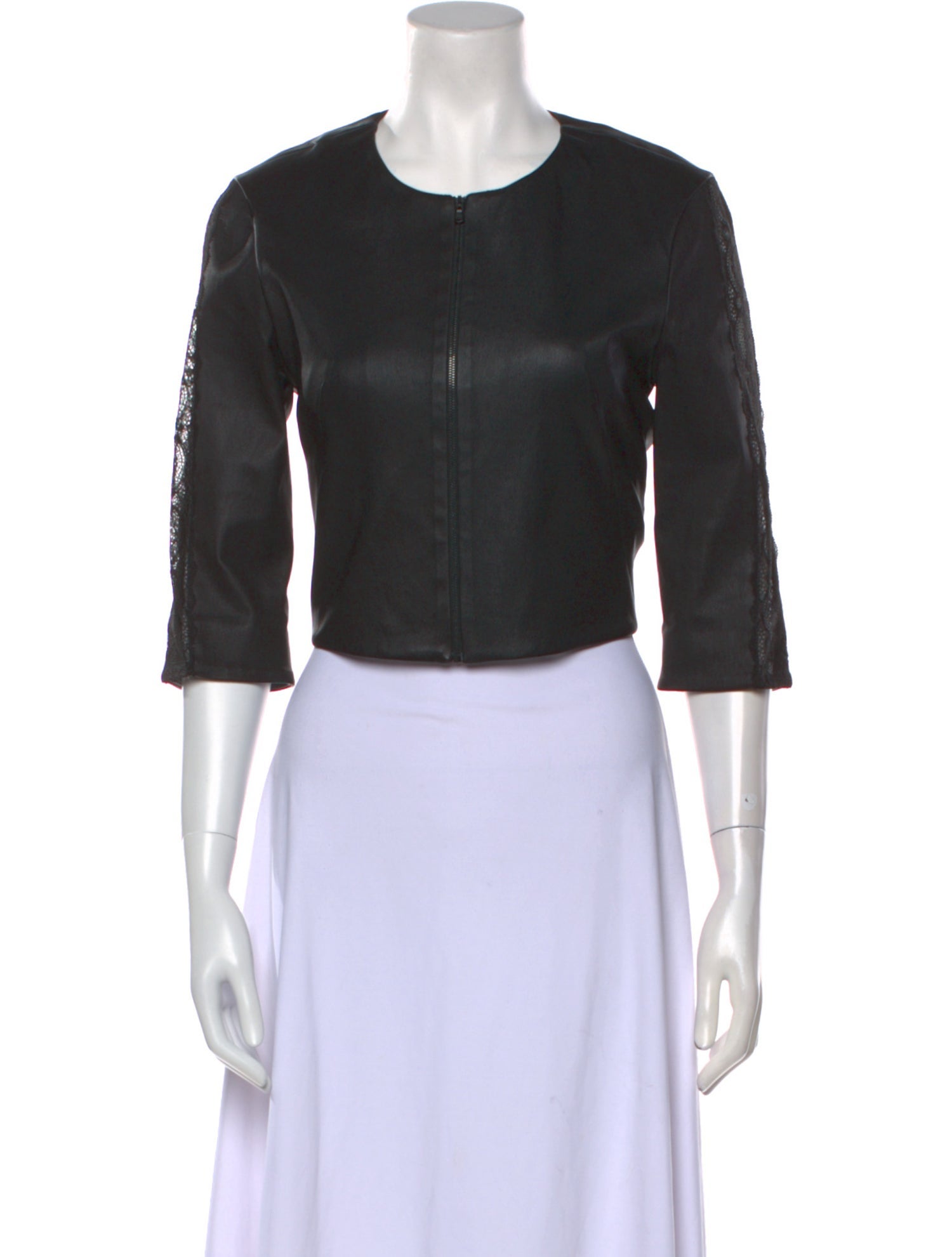 Susan Bender Leather Crew Neck Crop Top