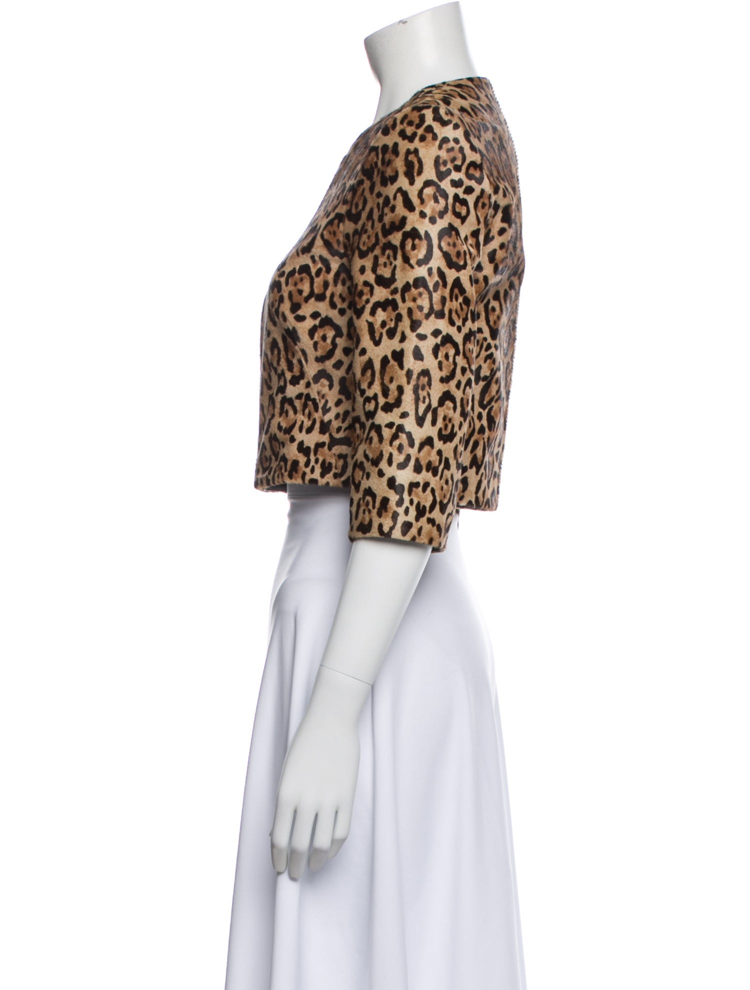 Susan Bender Leather Animal Print Bolero