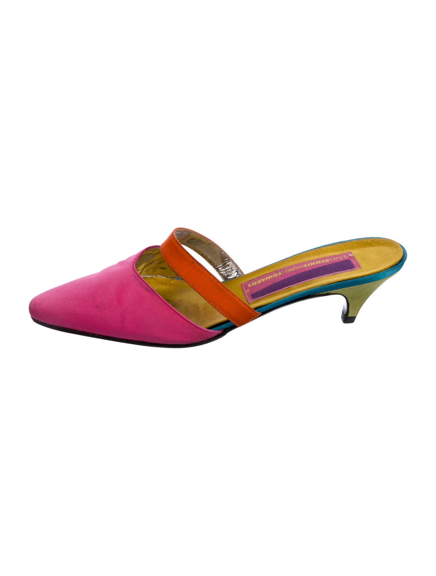Susan Bennis/Warren Edwards Satin Colorblock Pattern Mules