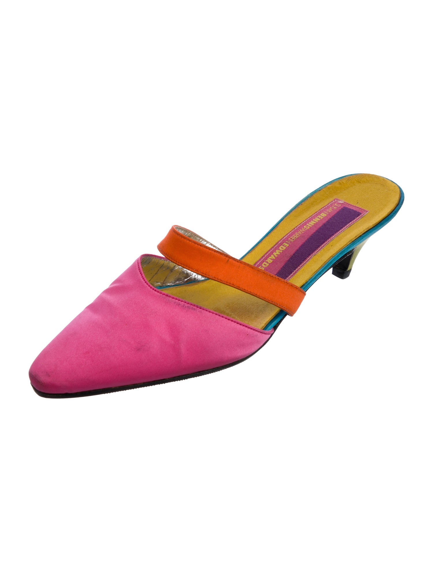 Susan Bennis/Warren Edwards Satin Colorblock Pattern Mules