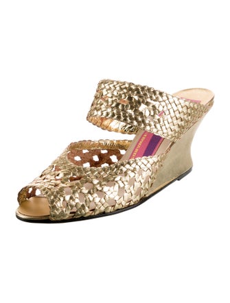 Susan Bennis/Warren Edwards Patent Leather Animal Print Slides