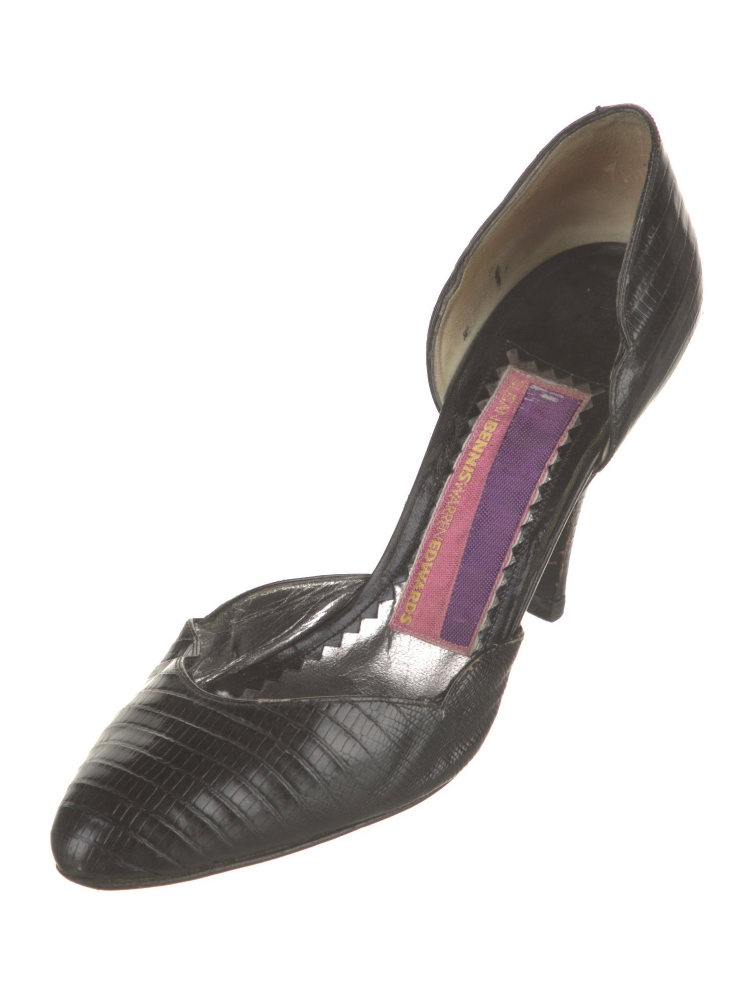 Susan Bennis/Warren Edwards Embossed Leather D'Orsay Pumps