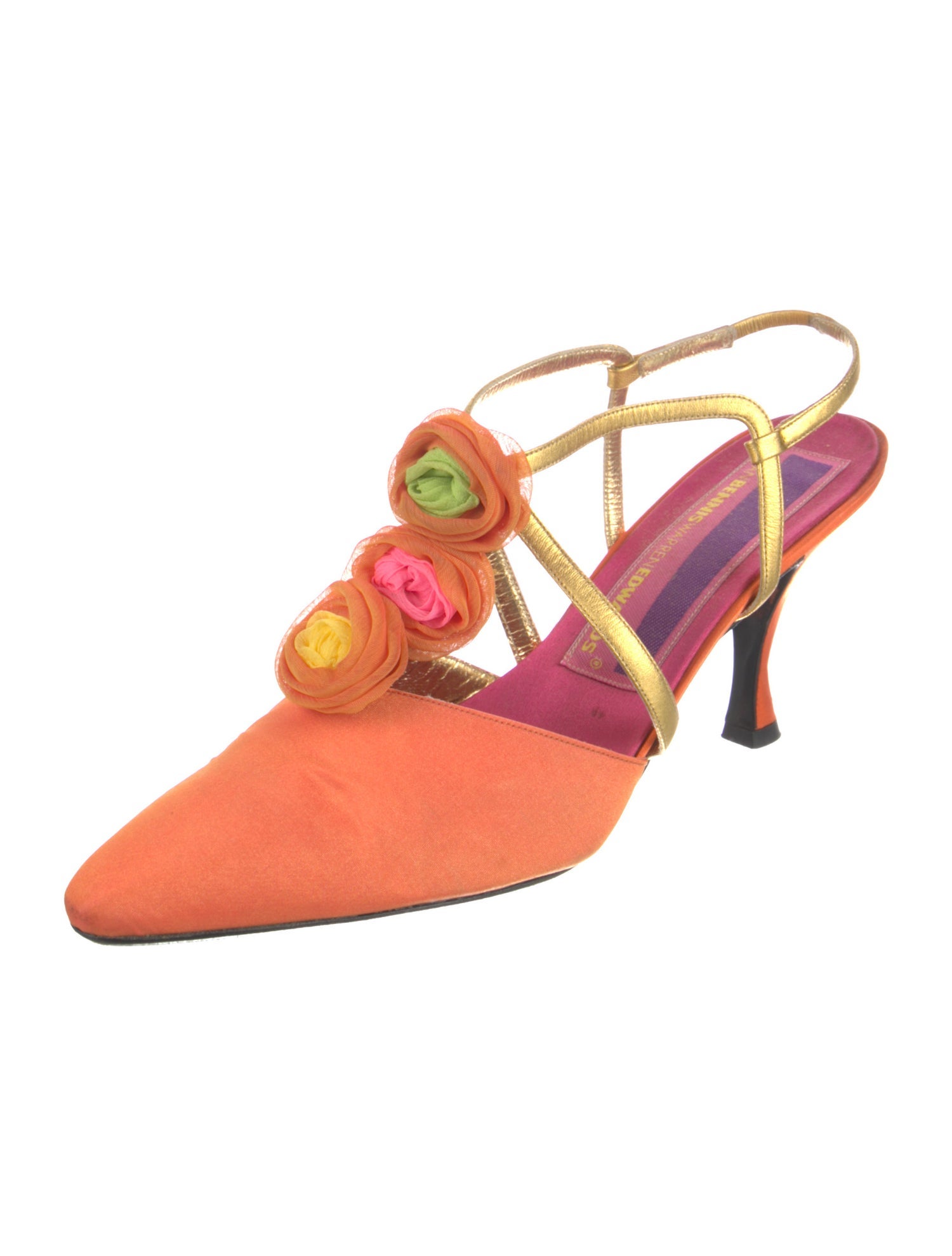 Susan Bennis/Warren Edwards Leather Mesh Accents Slingback Pumps