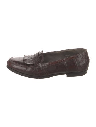 Susan Bennis/Warren Edwards Crocodile Tassel Accents Loafers