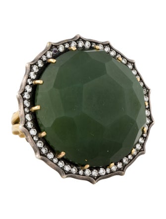 Sylva & Cie 18K Nephrite & Diamond Cocktail Ring
