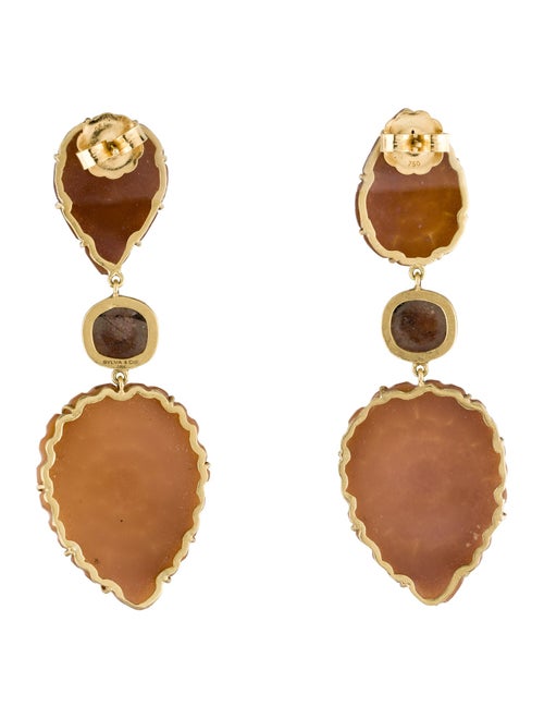 Sylva & Cie 18K Diamond & Shell Drop Earrings