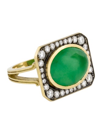 Sylva & Cie 18K Diamond & Jade Band