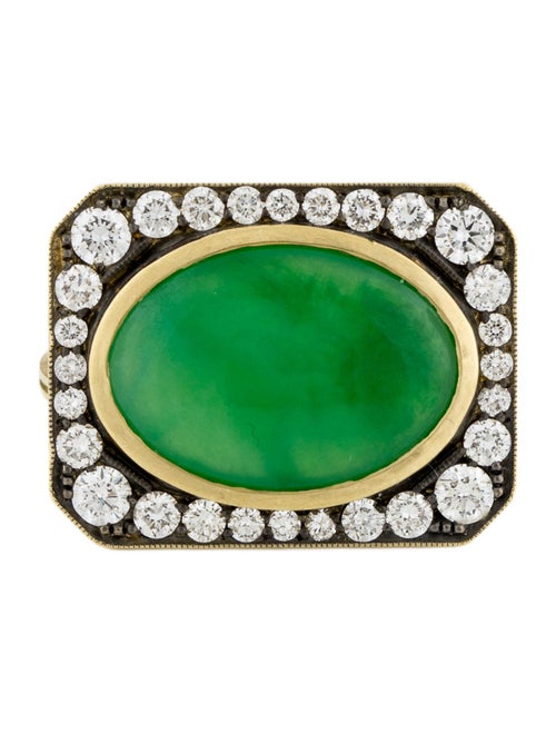 Sylva & Cie 18K Diamond & Jade Band
