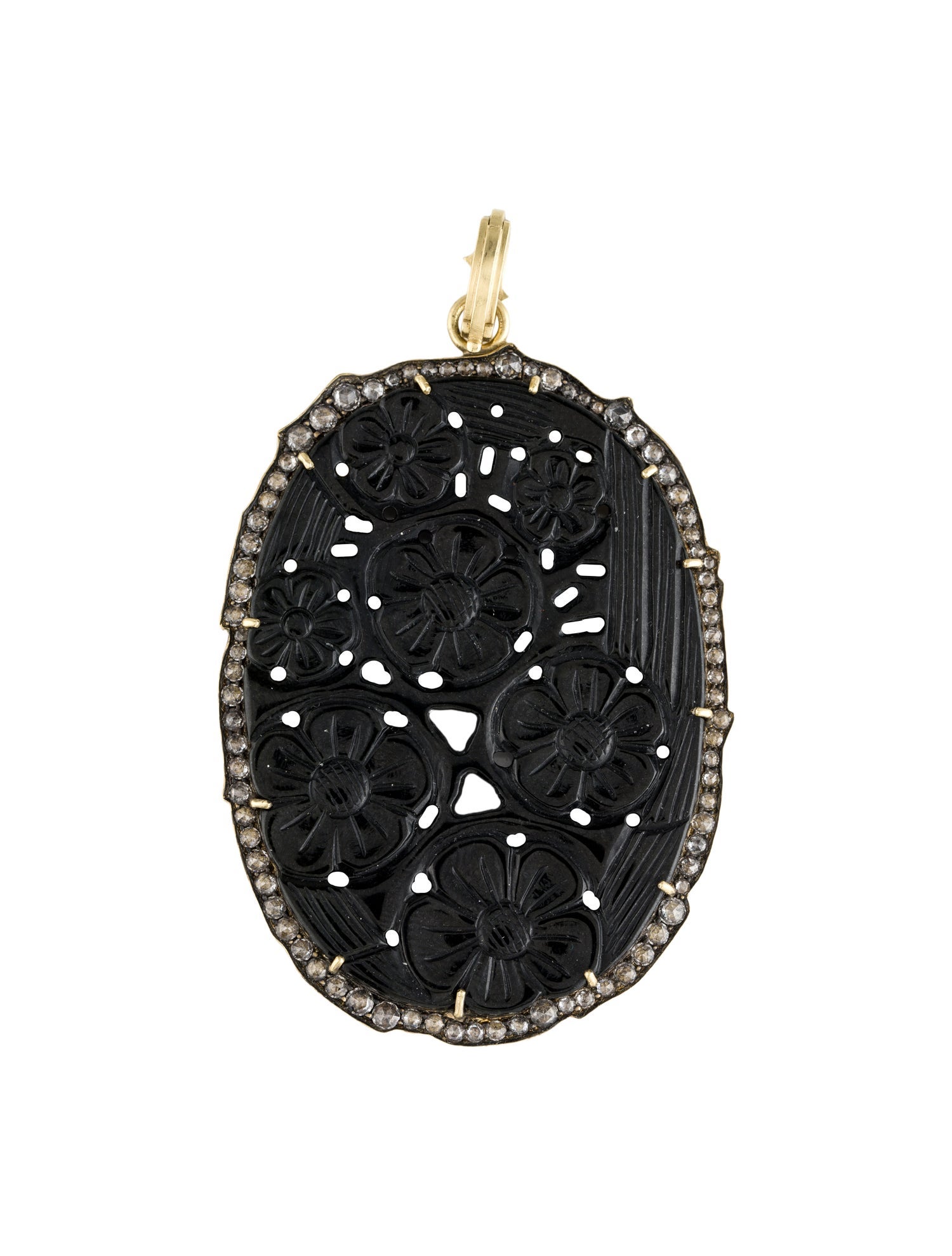 Sylva & Cie 18K Carved Nephrite & Diamond Pendant