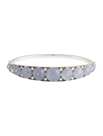 Sylva & Cie 18K 16.55ctw Chalcedony & Diamond Bangle Bracelet