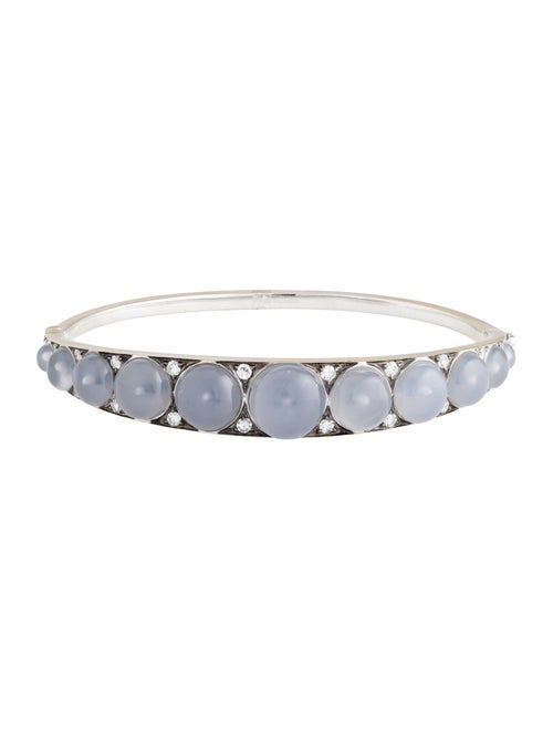 Sylva & Cie 18K 16.55ctw Chalcedony & Diamond Bangle Bracelet