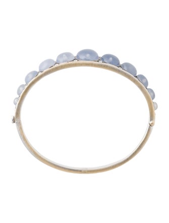 Sylva & Cie 18K 16.55ctw Chalcedony & Diamond Bangle Bracelet