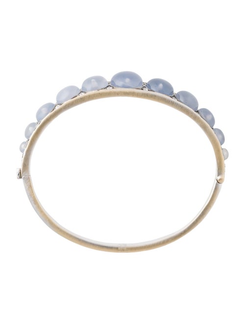 Sylva & Cie 18K 16.55ctw Chalcedony & Diamond Bangle Bracelet