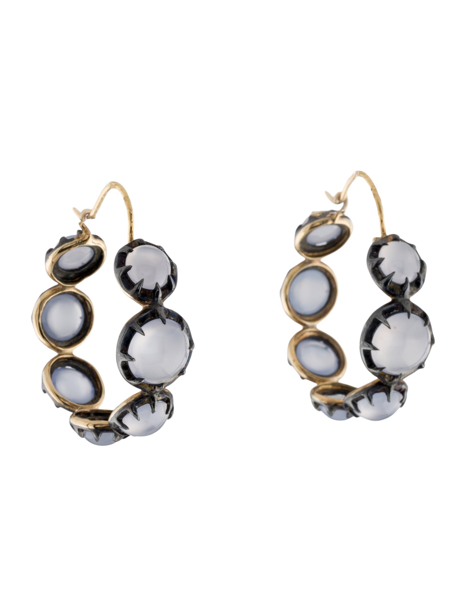 Sylva & Cie 18K 21.30ctw Chalcedony Hoop Earrings