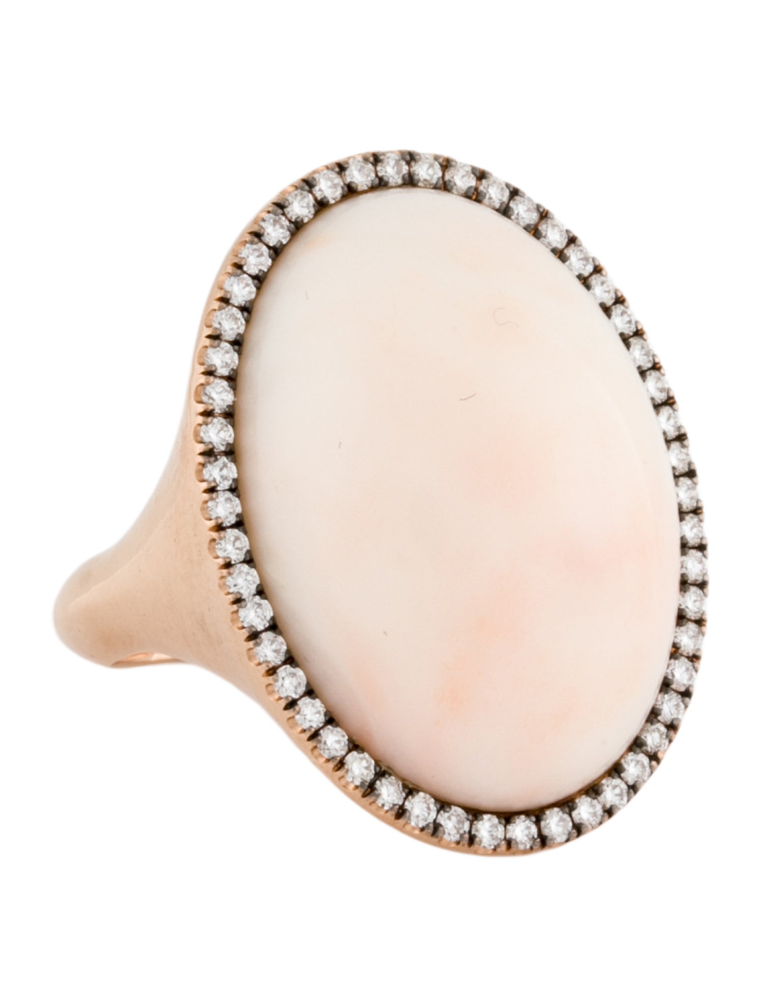 Sylva & Cie 14K Coral & Diamond Halo Cocktail Ring