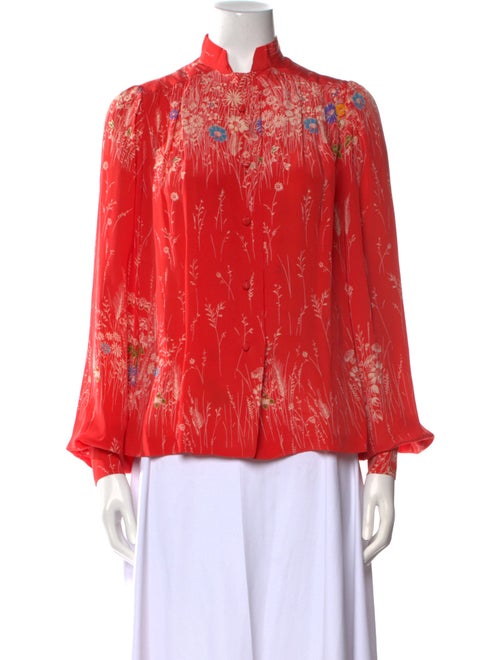 Stavropoulos Floral Print Mock Neck Blouse