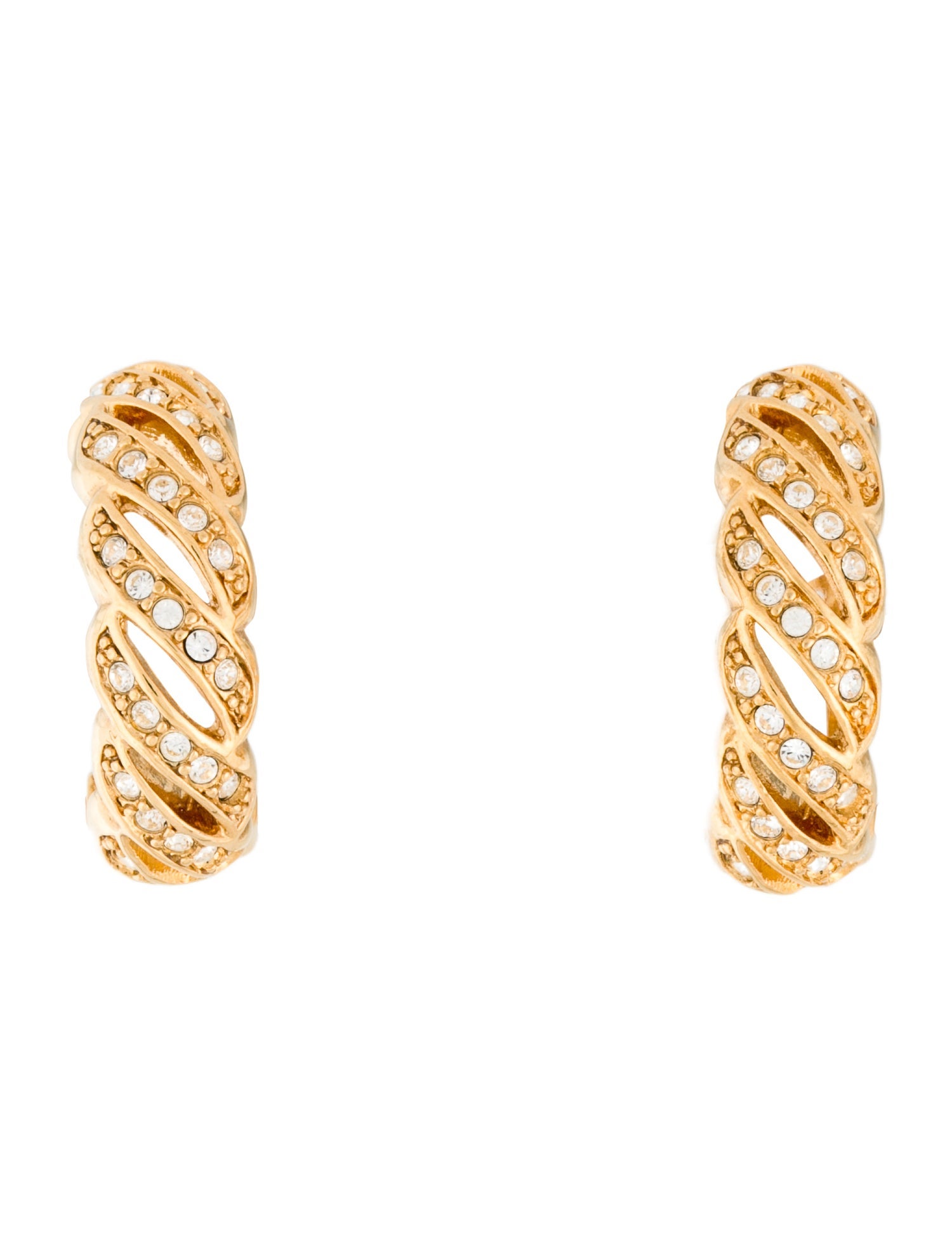 Swarovski Vintage Crystal Huggie Clip On Earrings