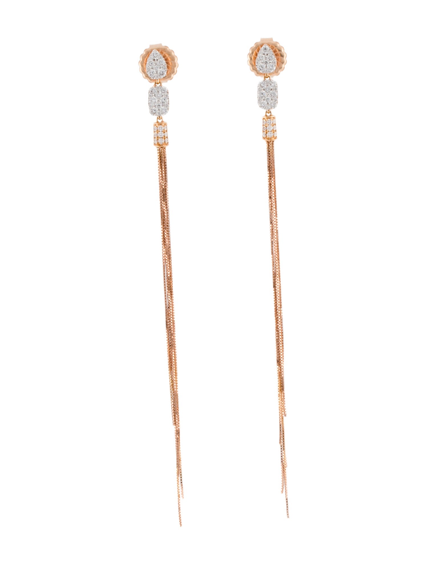 Sara Weinstock 18K Diamond Nappa Pear Cushion Tassel Earrings