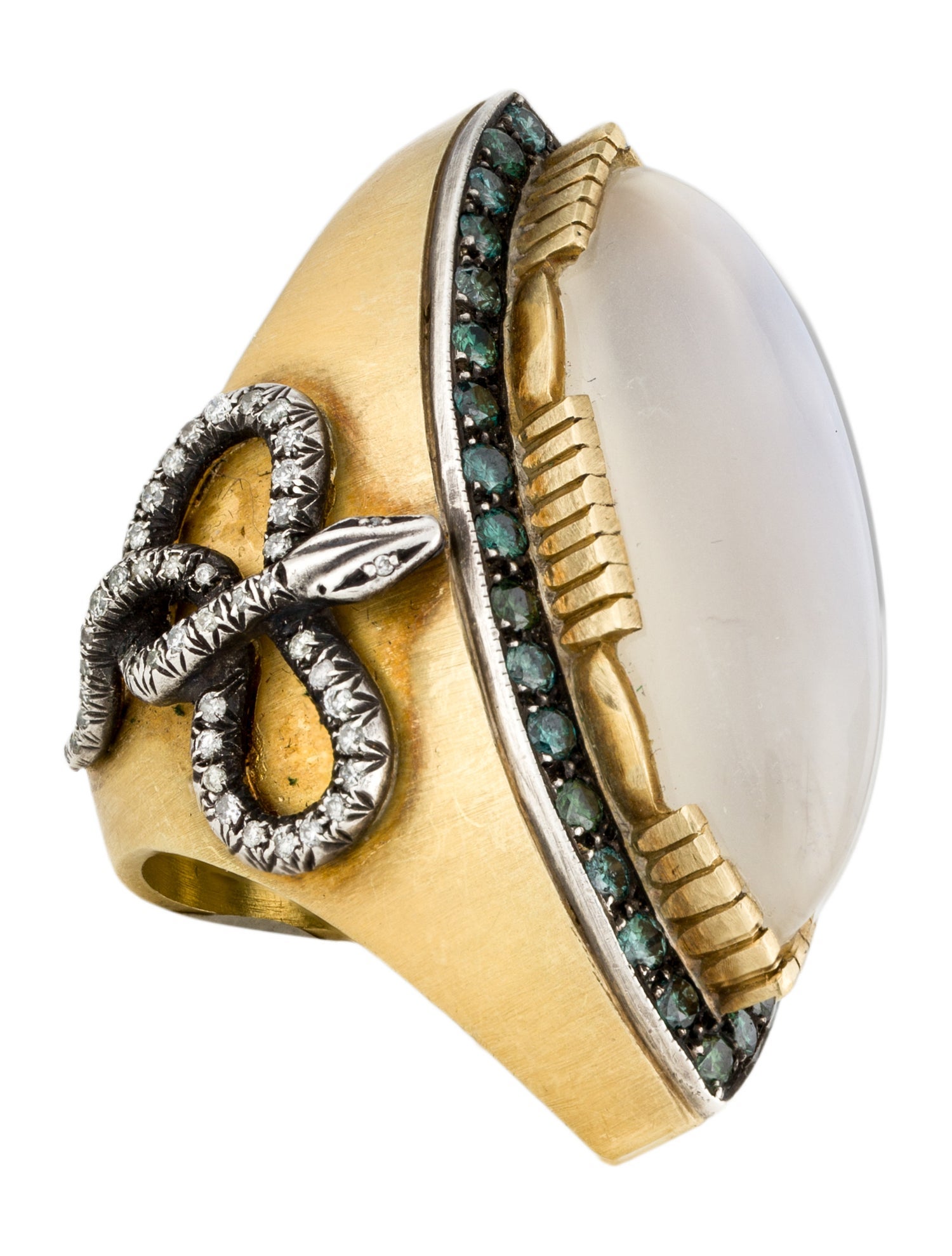 Sara Weinstock 18K 27.08ct Moonstone & Diamond Cocktail Ring