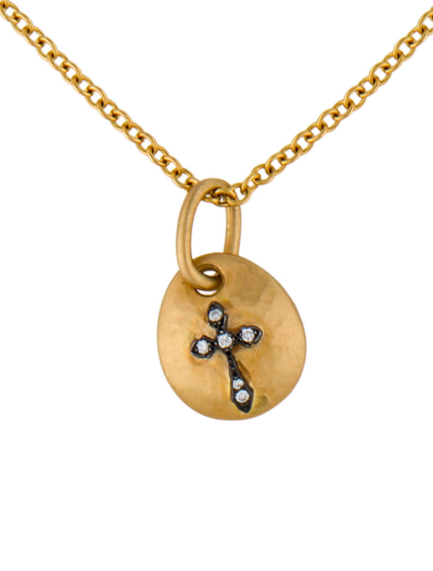 Sara Weinstock 18K Diamond Cross Disc Pendant Necklace