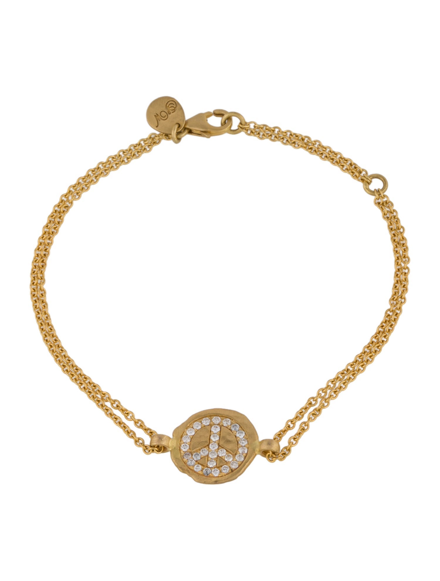 Sara Weinstock 18K Diamond Peace Double Link Bracelet