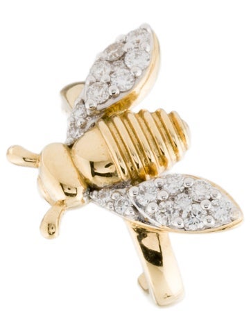 Pre-owned Sara Weinstock 18k Diamond Queen Bee Single Ear Cuff In Multicolor