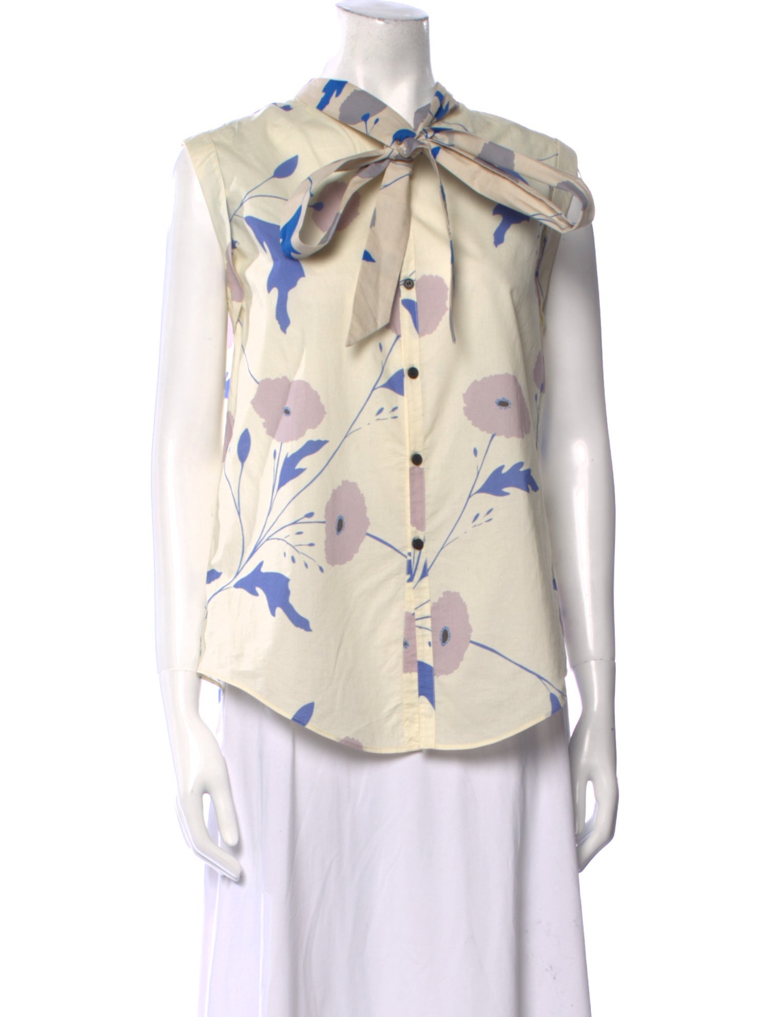 Snow Xue Gao Floral Print Tie Neck Blouse