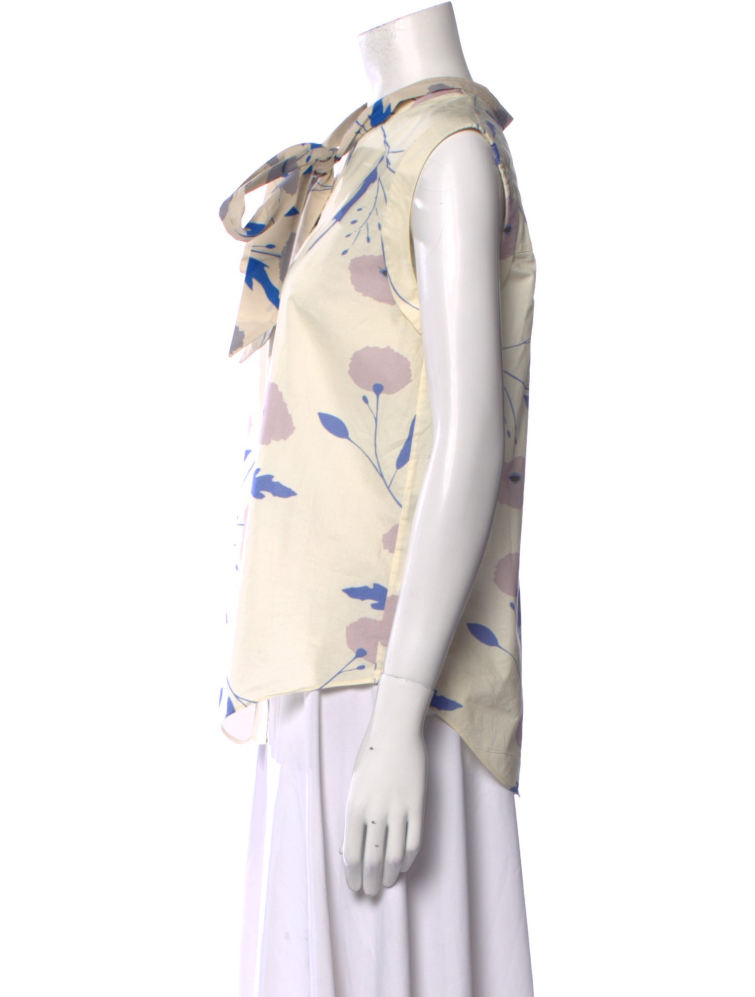 Snow Xue Gao Floral Print Tie Neck Blouse