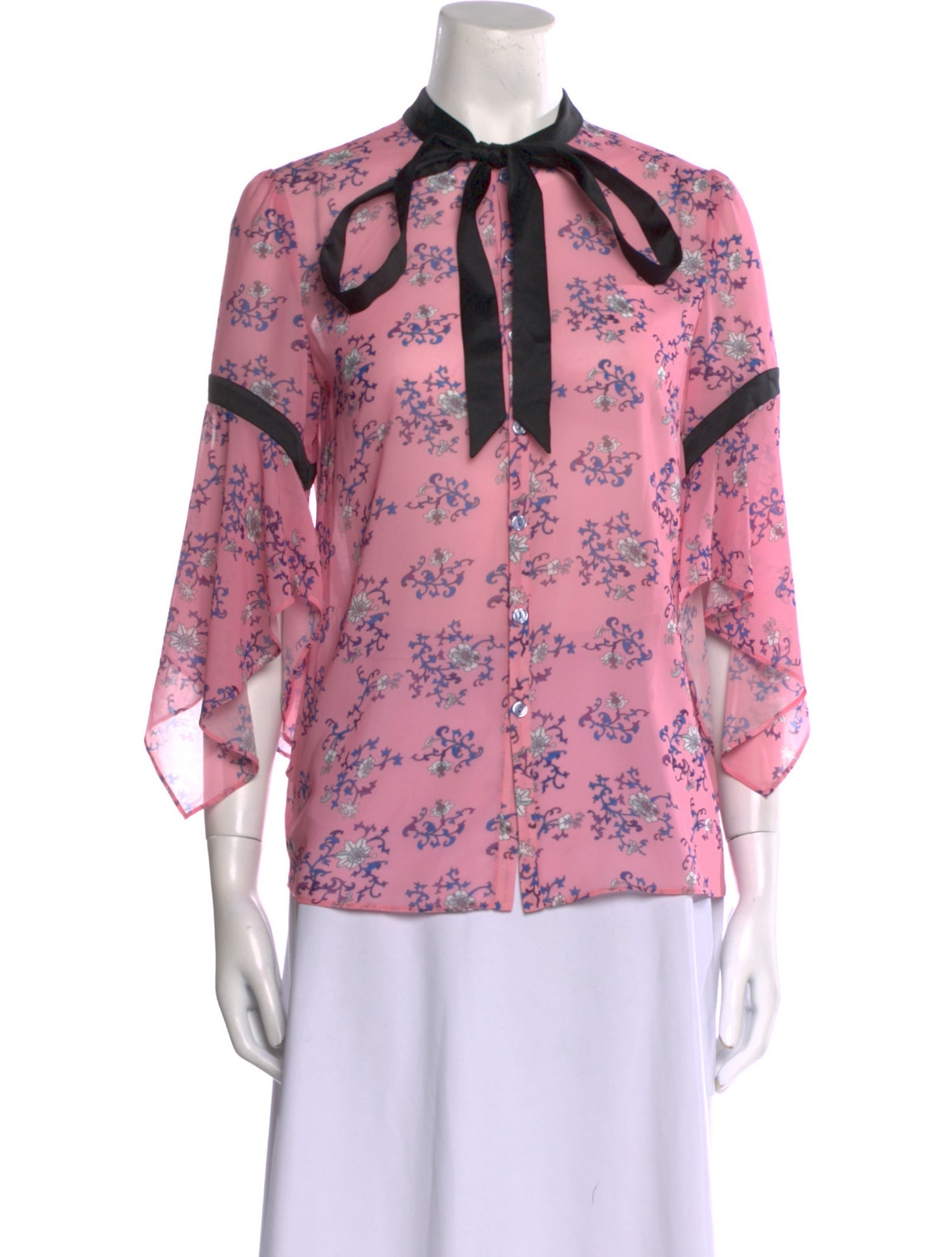 Snow Xue Gao Printed Three-Quarter Sleeve Button-Up Top