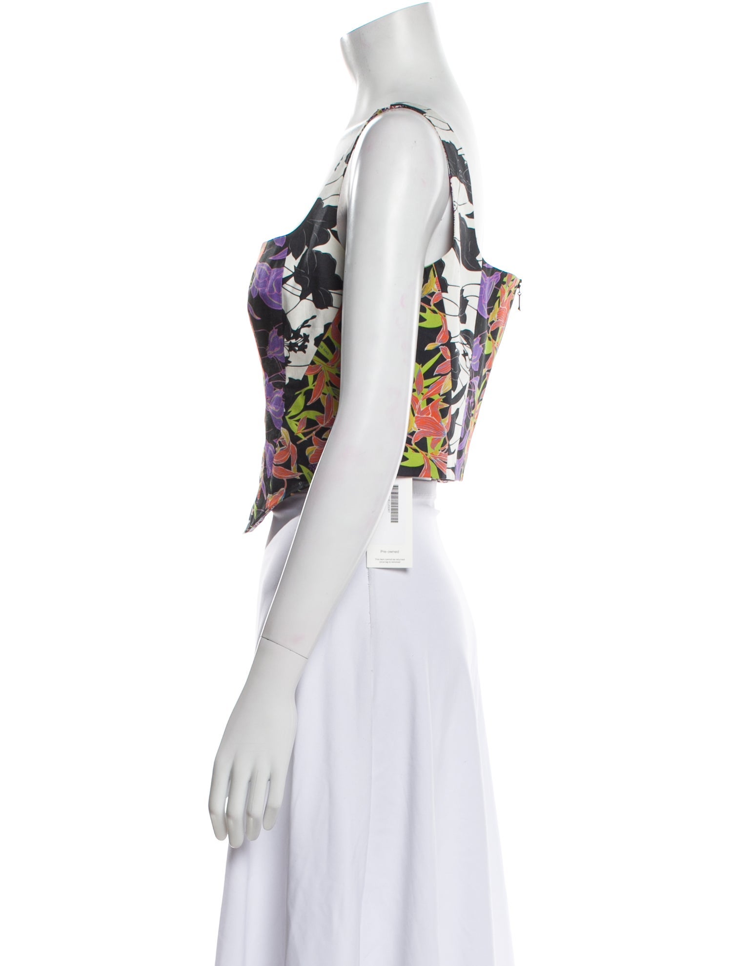 Snow Xue Gao Floral Print Square Neckline Crop Top