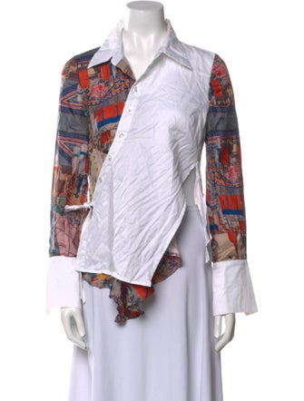 Snow Xue Gao Printed Long Sleeve Button-Up Top