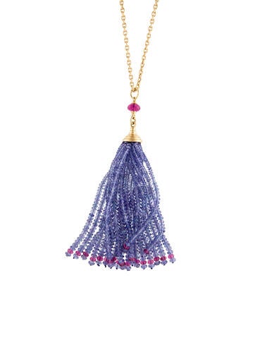 Syna Pendant Necklace 18K Tanzanite & Tourmaline Tassel